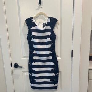 Jax Striped Mini Dress with Navy Floral Accents